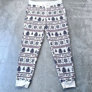 Aeropostale Womens Pajama Pants M Fair Isle Christmas Trees Snowflakes Joggers